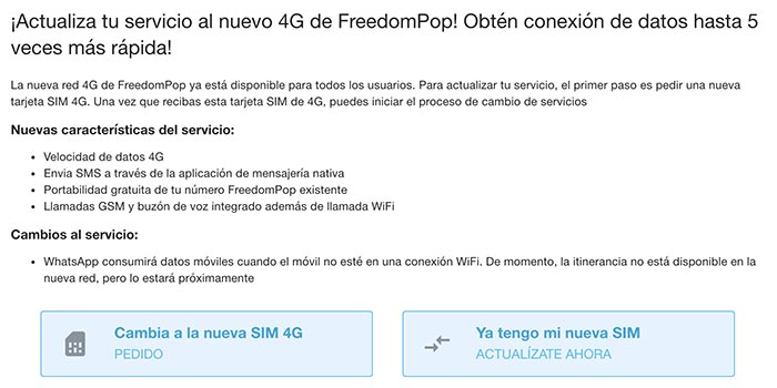 Cambiar SIM 4G Freedompop