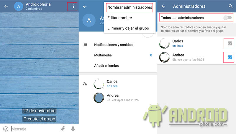 Cambiar administrador grupo Telegram