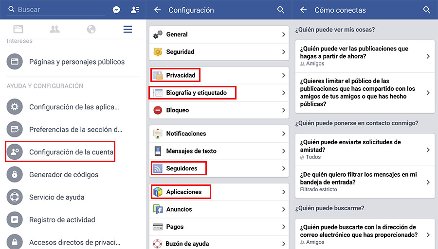 Cambiar ajustes privacidad en Facebook