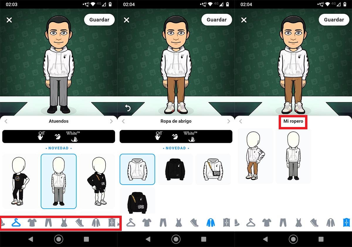 Cambiar atuendos bitmoji Snapchat