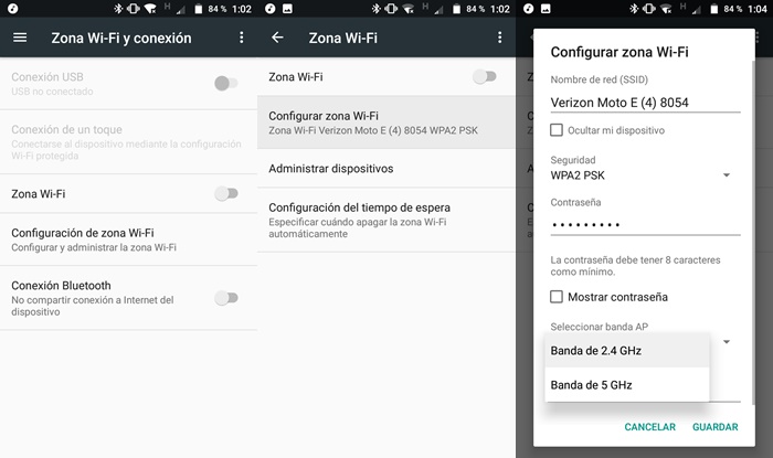 Cambiar banda de la Zona WiFi de Android