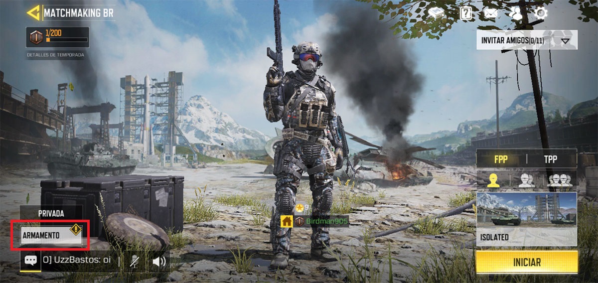 Cambiar de clase Battle Royale COD Mobile paso 1