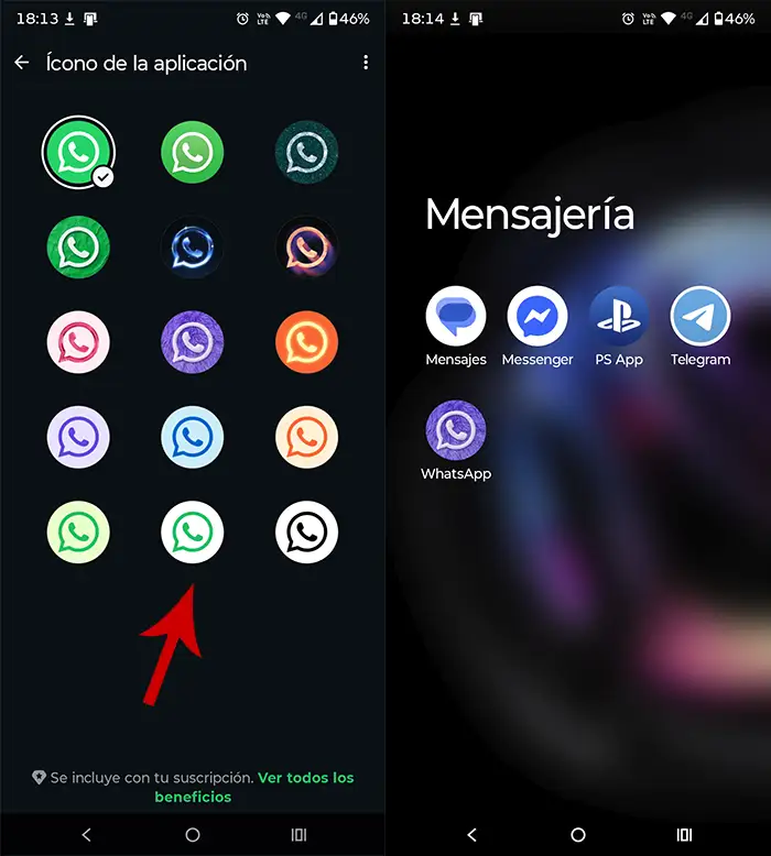 Cambiar el icono de WhatsApp
