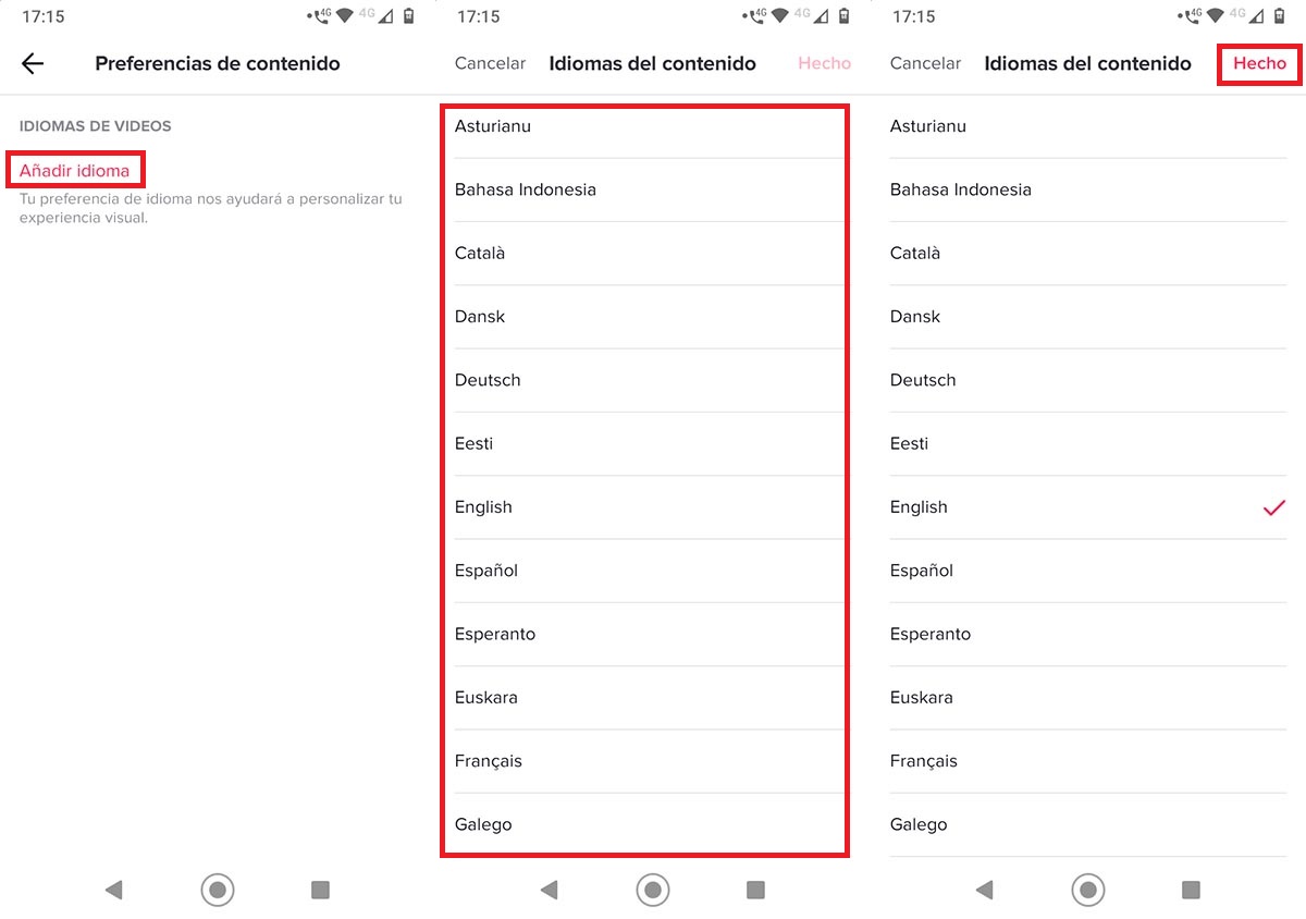 Cambiar el idioma del contenido TikTok