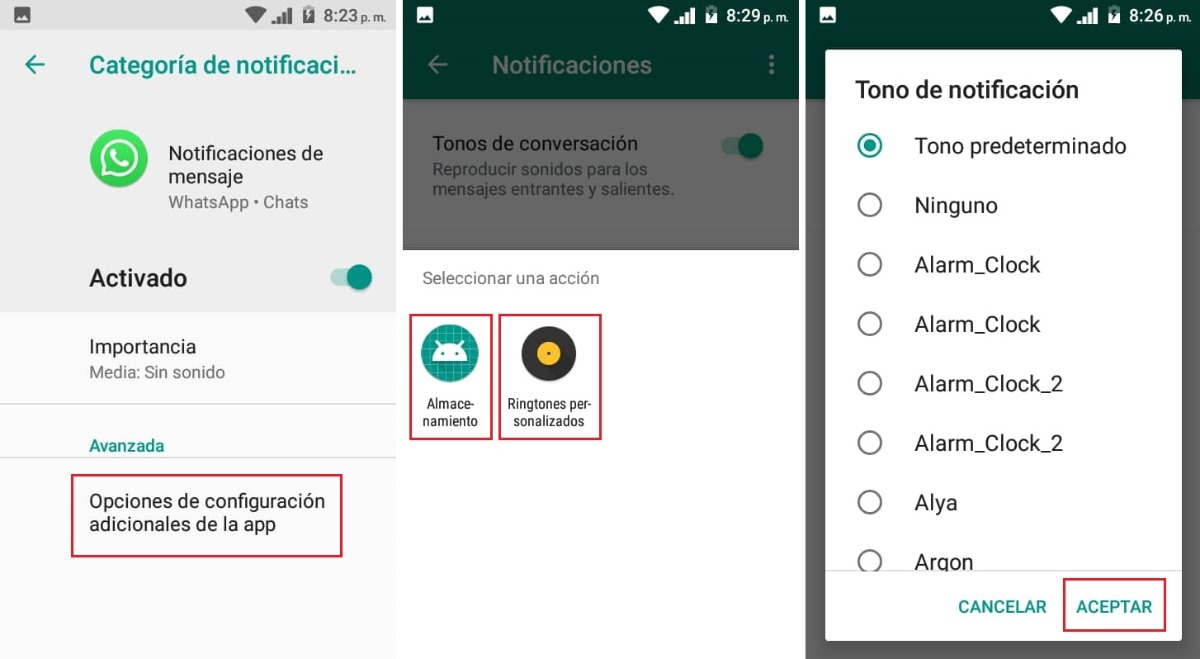 Cambiar el tono de whatsapp