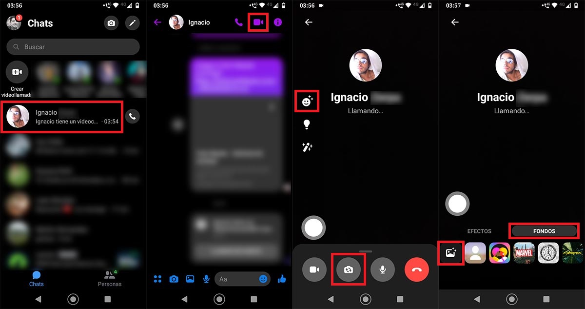 Cambiar fondo videollamada Facebook Messenger