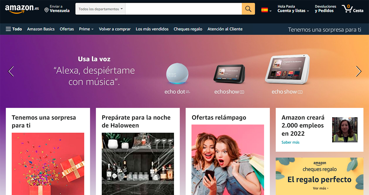 Cambiar la dirección para una entrega de Amazon paso 1