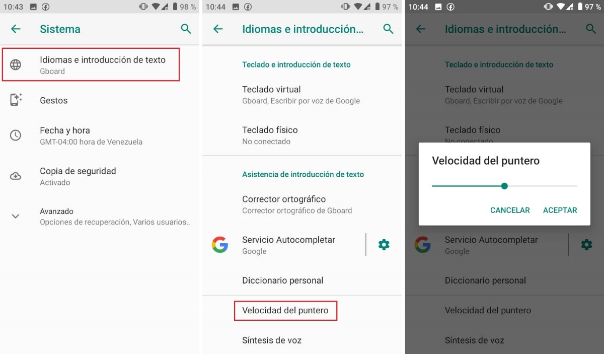 Cambiar la sensibilidad tactil en Android