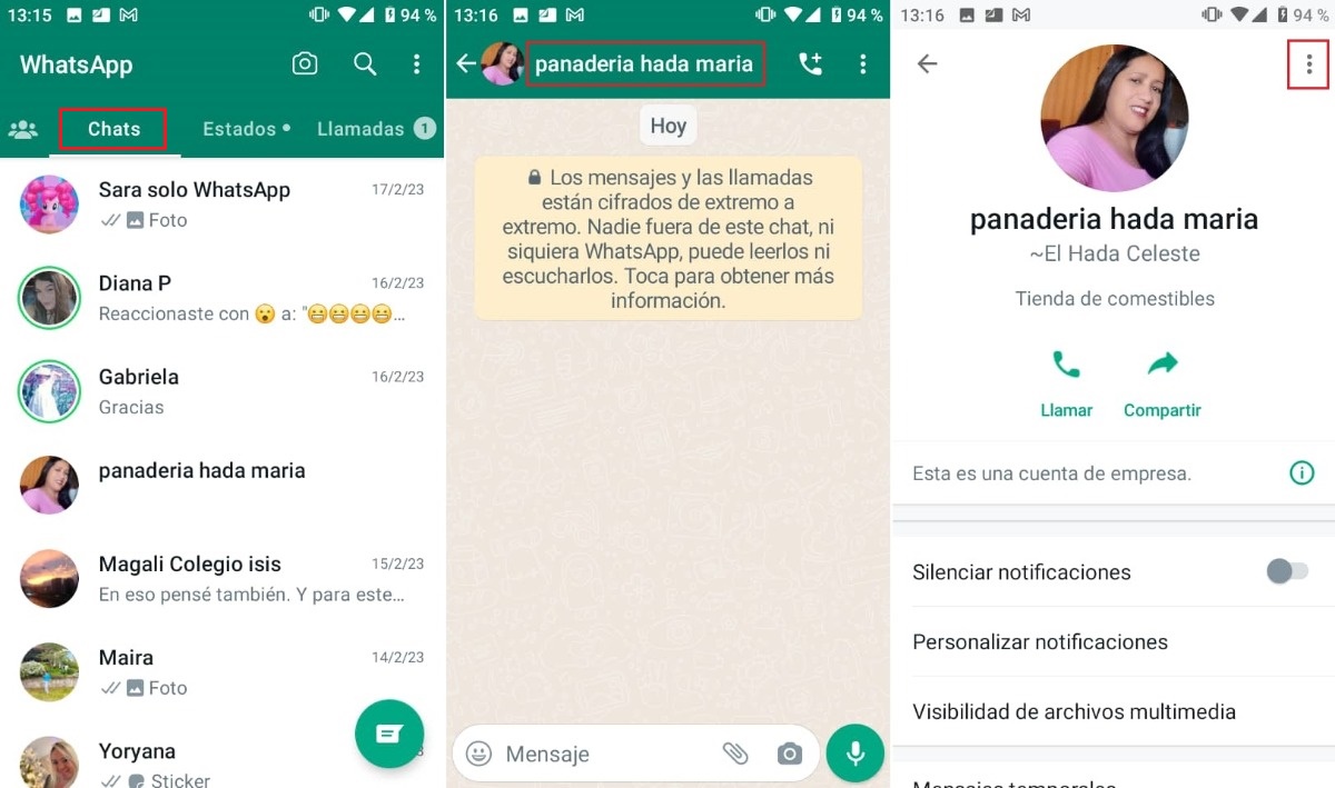 Cambiar nombre de contacto desde la aplicación WhatsApp