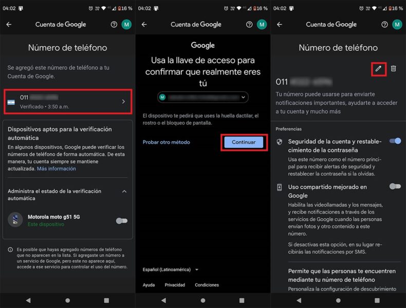 Cómo cambiar o eliminar tu número de teléfono de una cuenta de Google