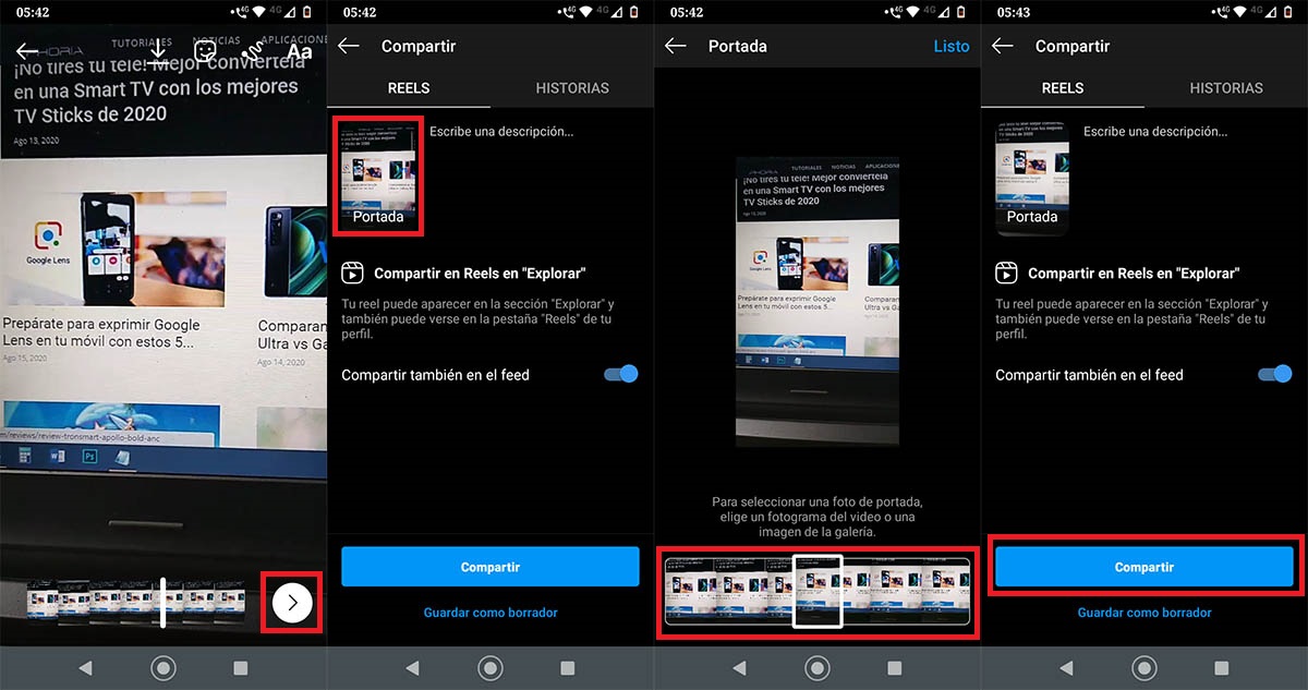 Cambiar portada Reels Instagram
