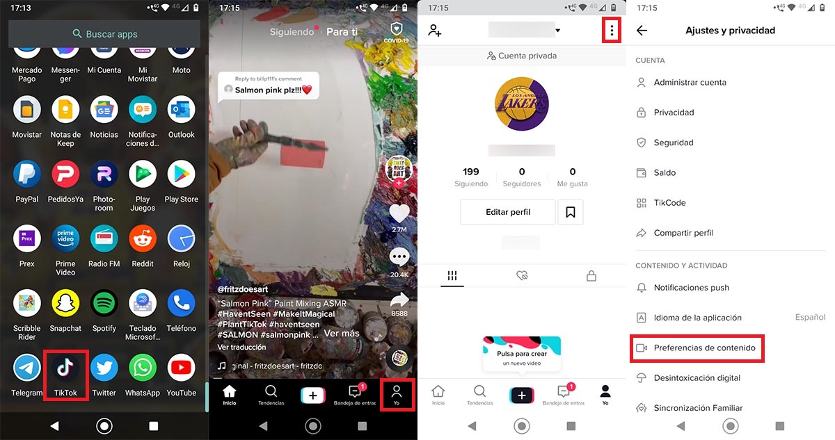 Cambiar region TikTok