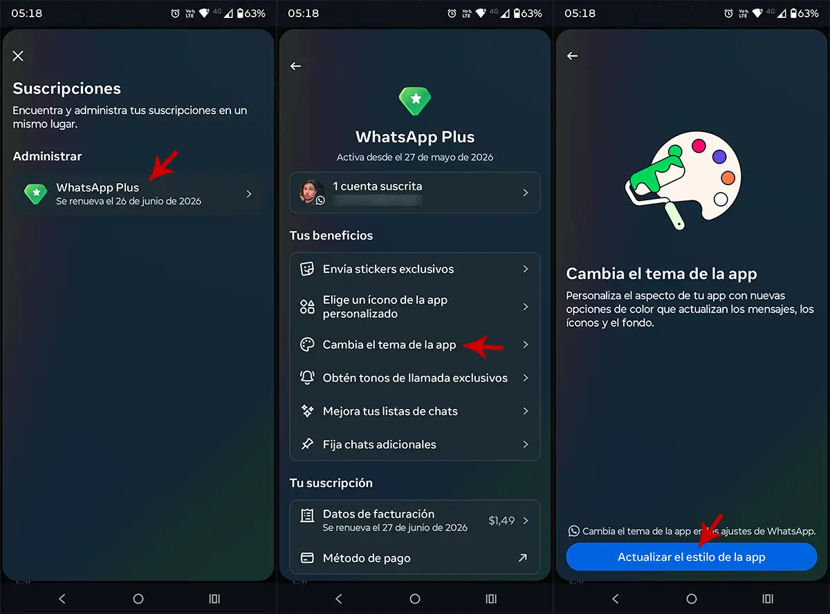 Cambiar tema de la app WhatsApp