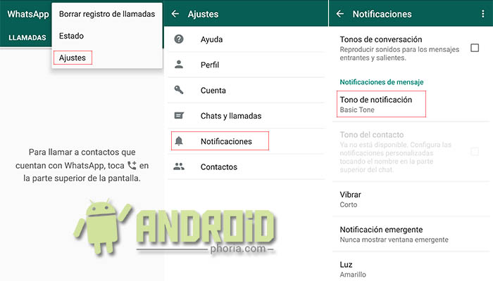 Cambiar tono de notificación WhatsApp