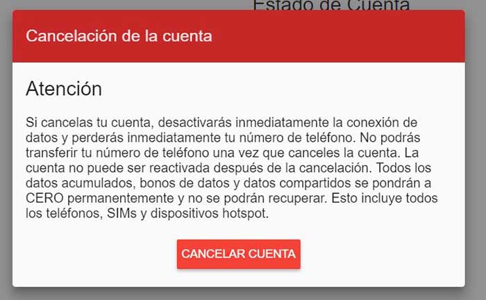 Cancelar cuenta Freedompop