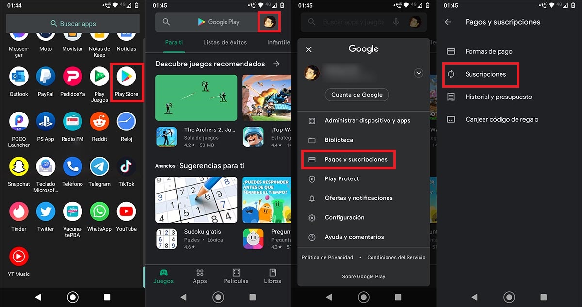 Cancelar suscripcion Tinder Gold desde Play Store