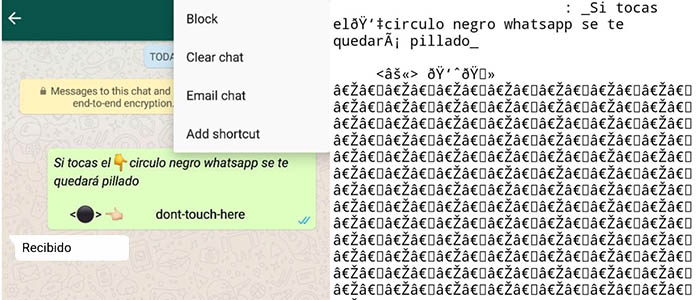 Circulo negro de WhatsApp desbloquear