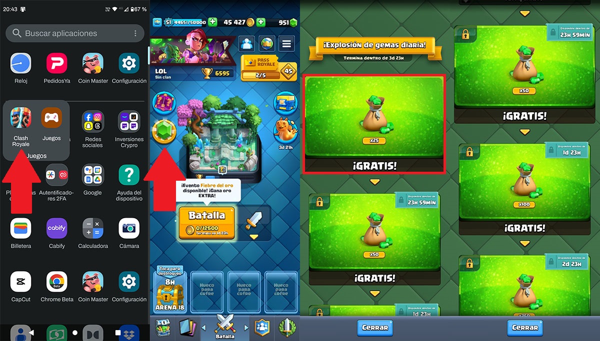 Clash Royale regala gemas como conseguirlas