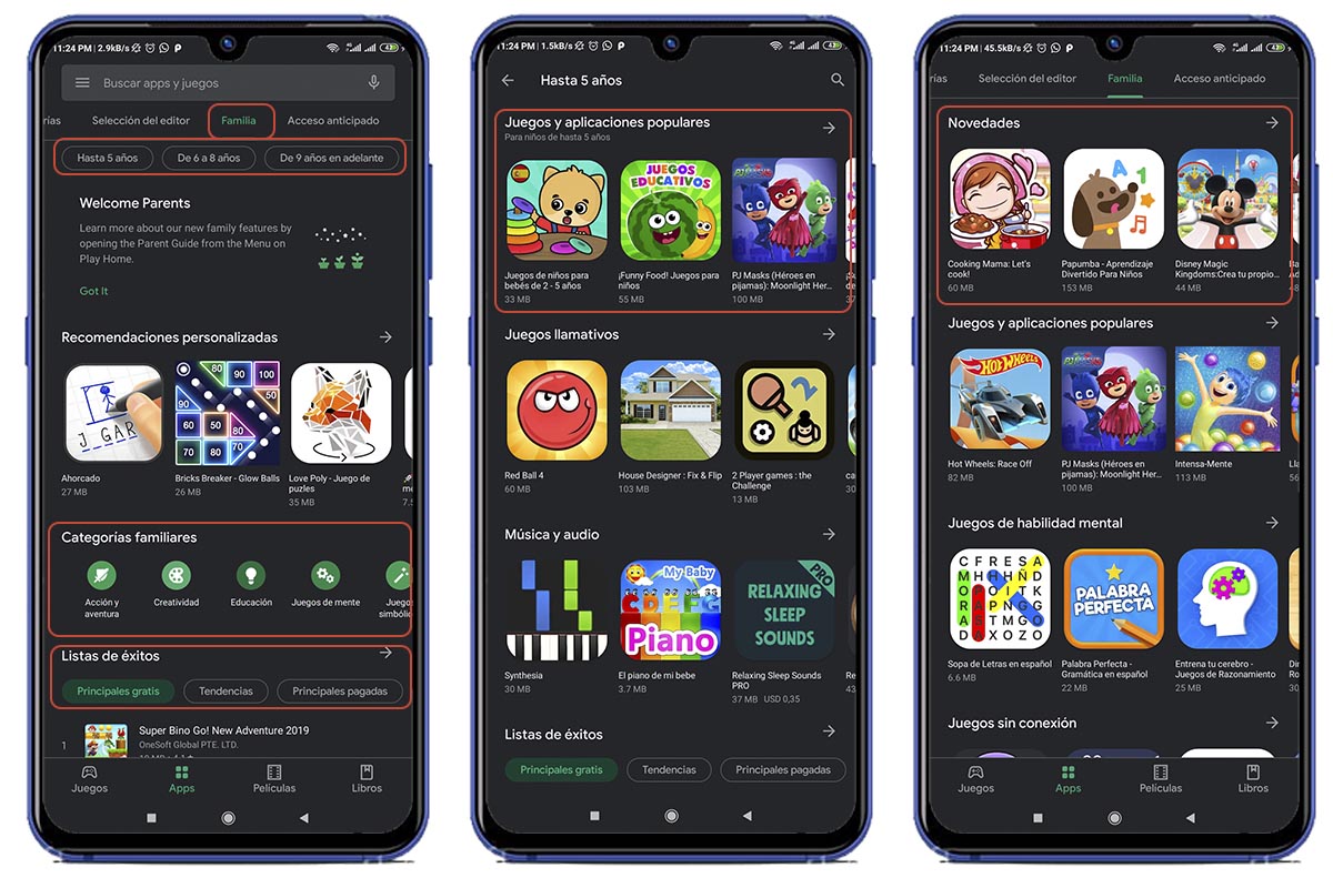 Clasificacion familiar apps tienda Google