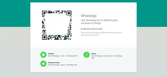 Codigo QR para usar la version web de whatsapp