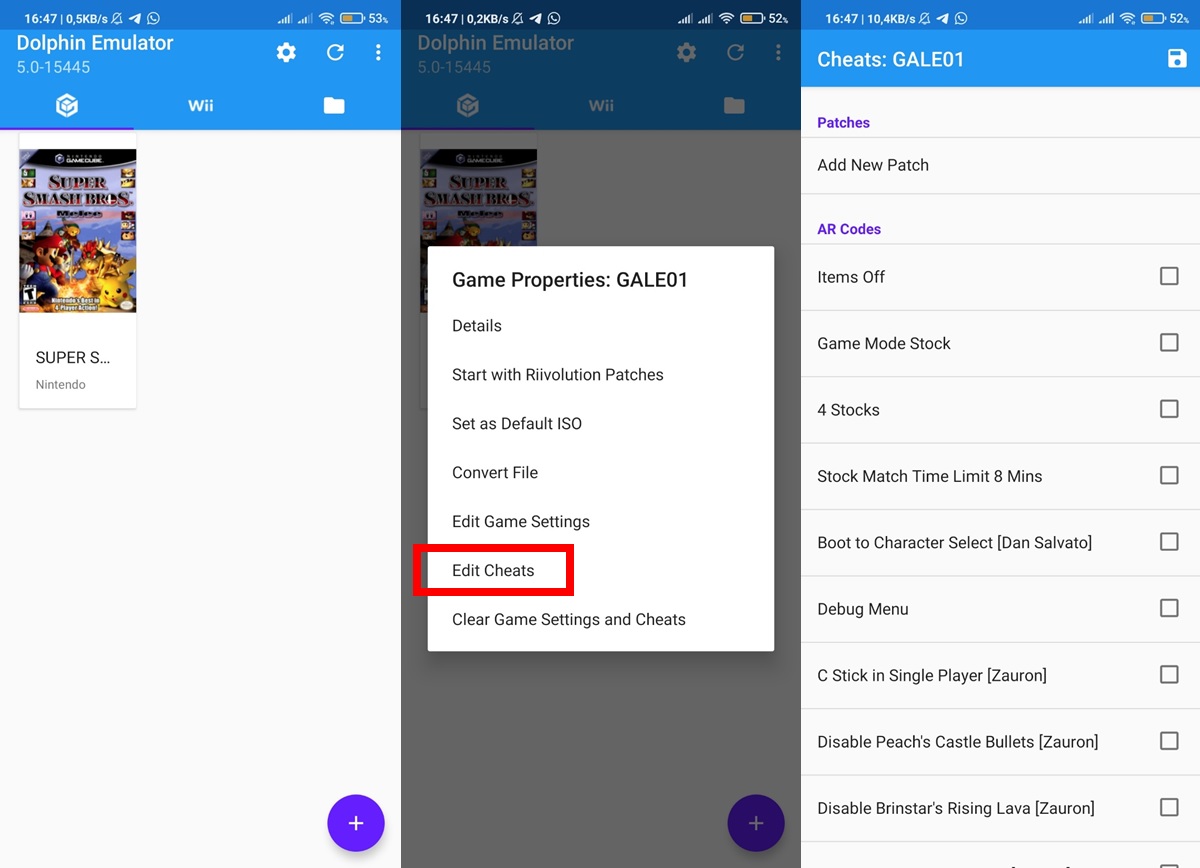 Como activar los trucos en Dolphin para Android