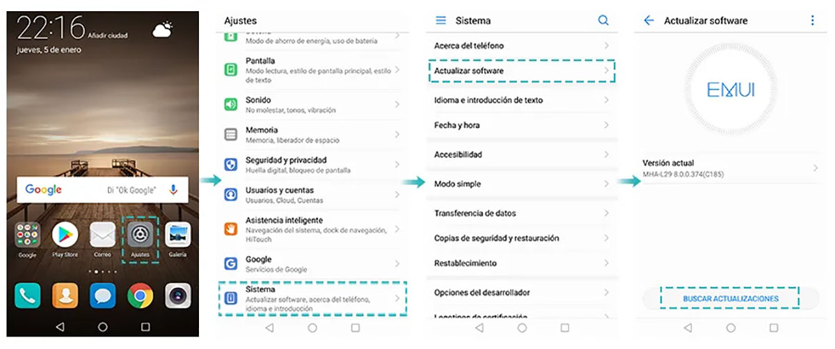 Como actualizar movil Huawei