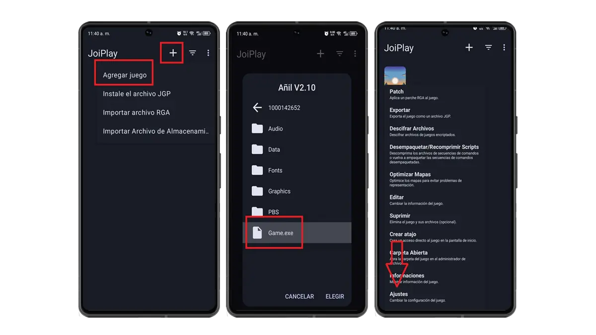Como agregar y configurar un juego en joiplay android