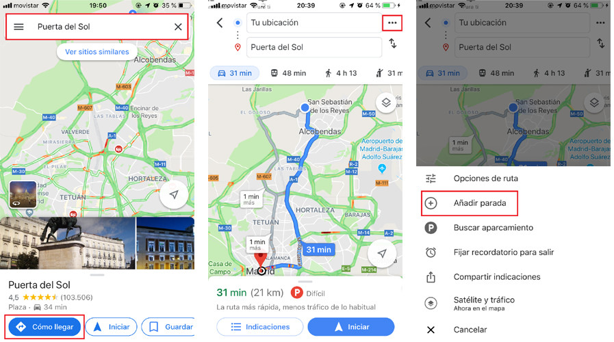 Cómo añadir paradas a una ruta en Google Maps