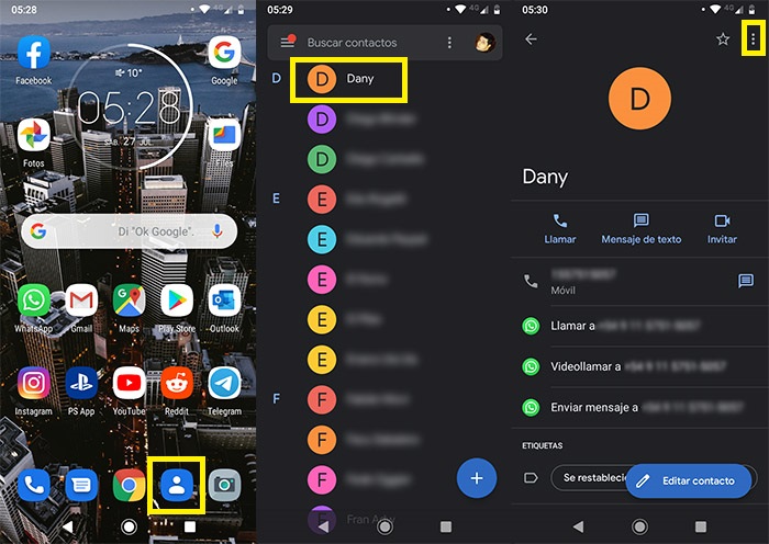 Como asignar un tono de llamada a un contacto Android Paso 1