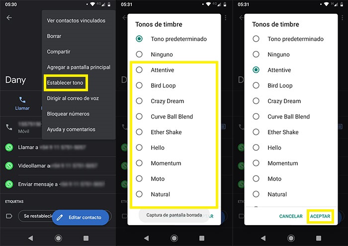 Como asignar un tono de llamada a un contacto Android Paso 2