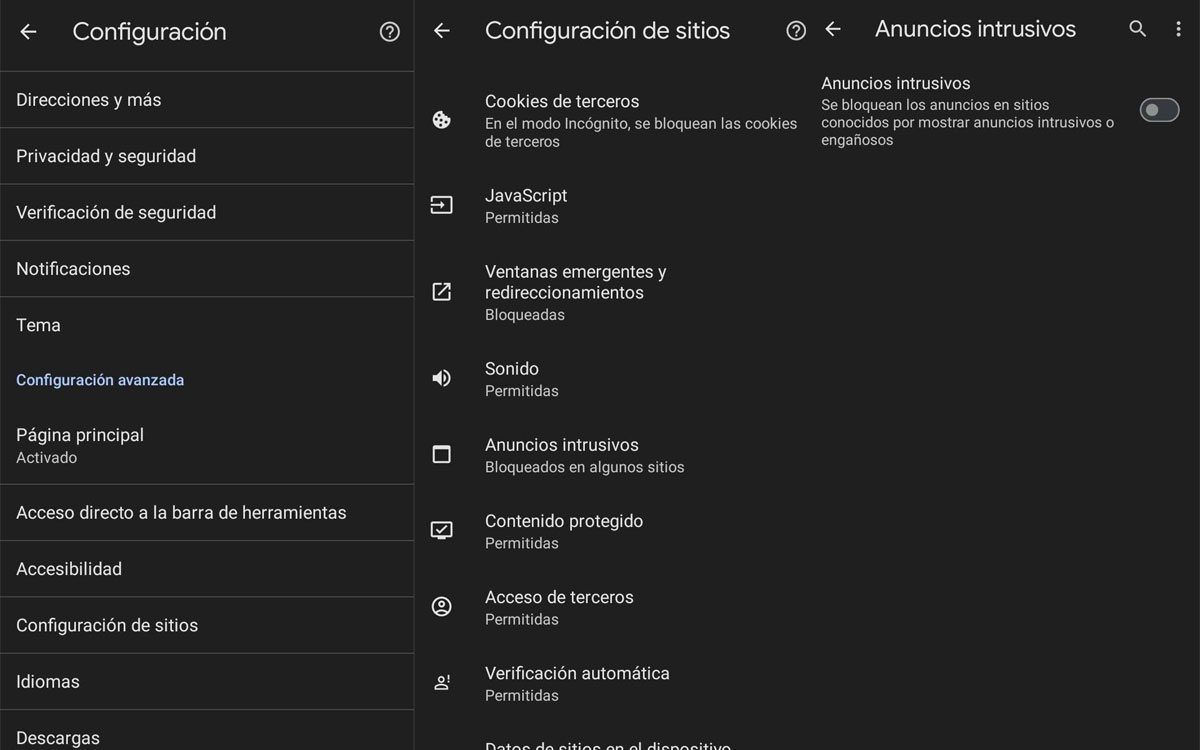 Cómo bloquear anuncios de Chrome para Android desde el navegador