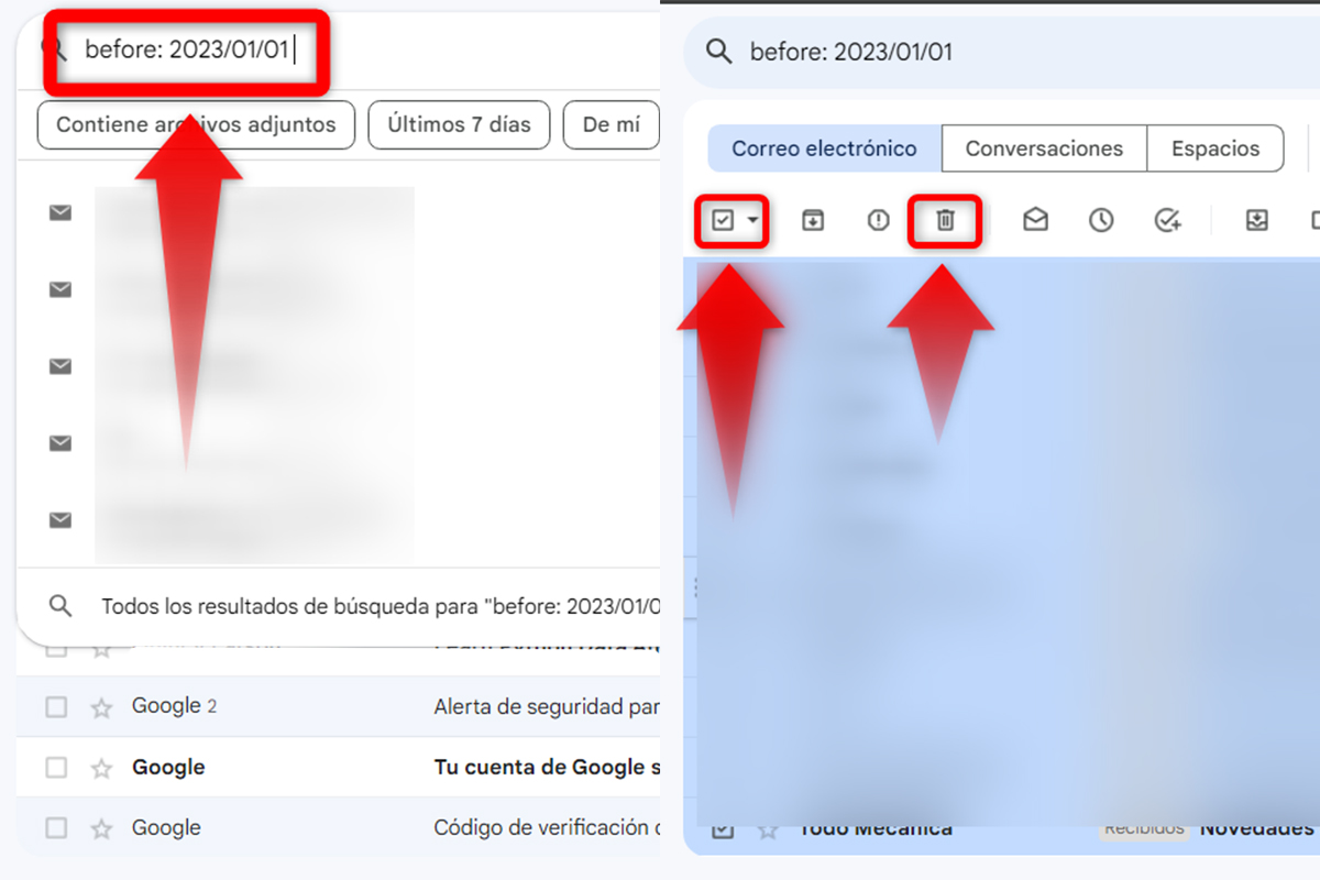 Cómo borrar correos de Gmail por fechas