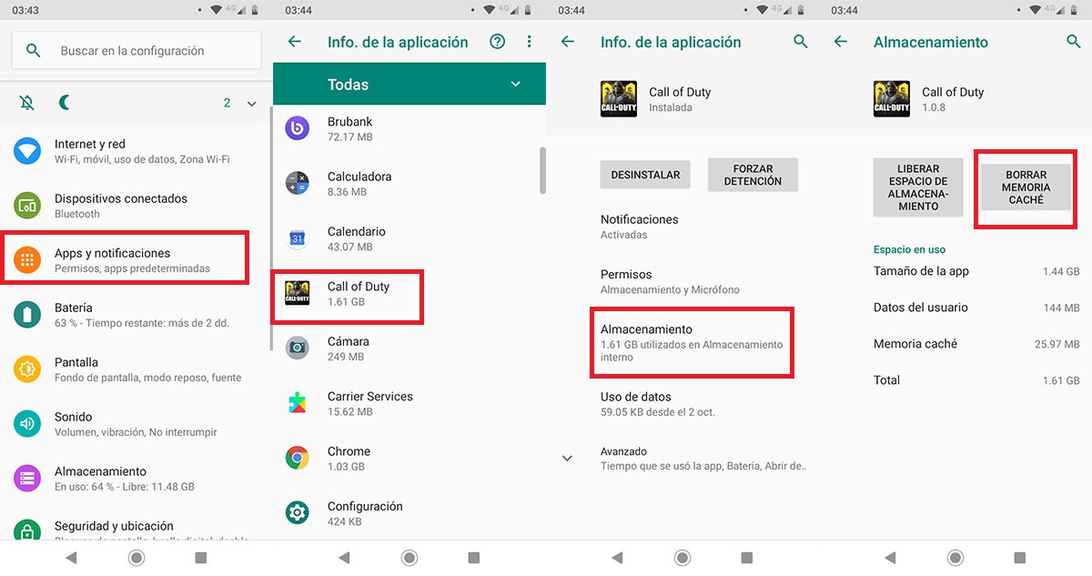 Como borrar memoria cache call of duty mobile