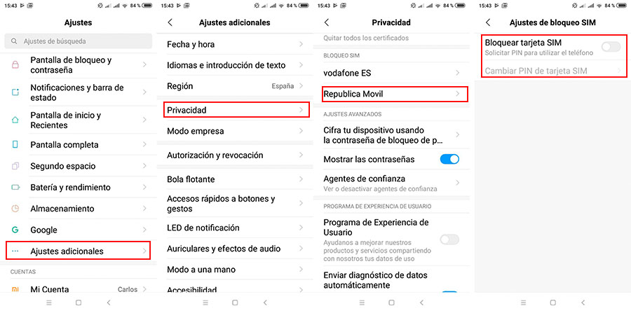 Cómo cambiar PIN Xiaomi