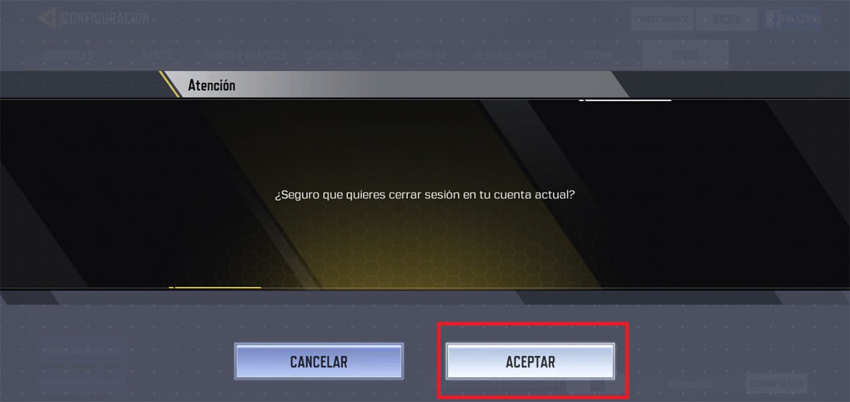 Como cambiar de cuenta Call of Duty Mobile paso 4