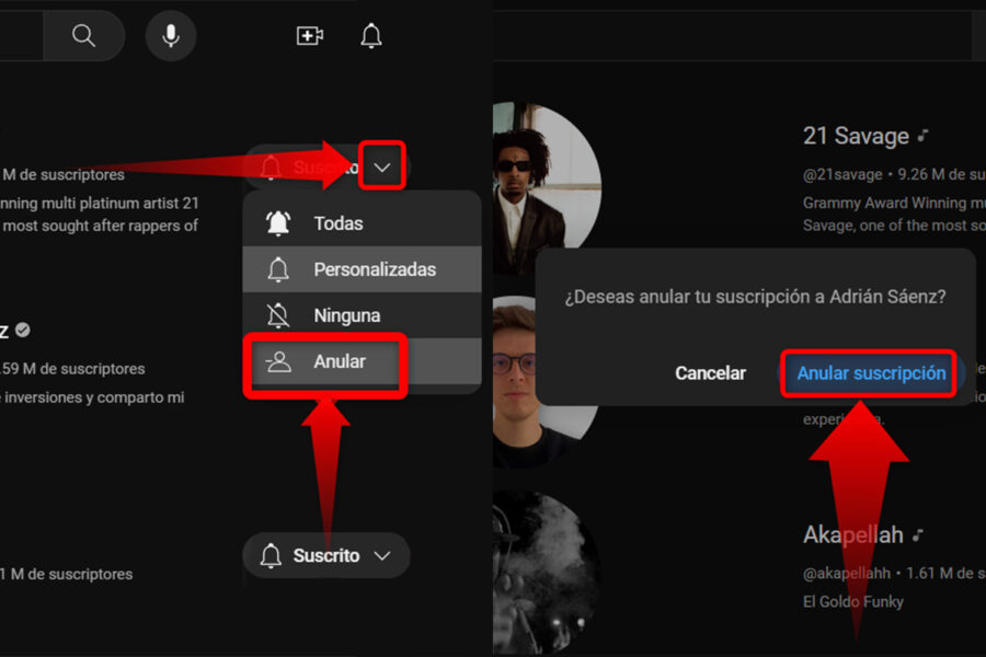 Cómo eliminar todas las suscripciones de YouTube de una vez