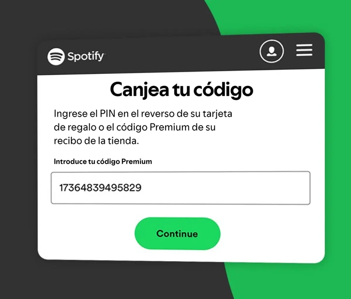 Como canjear codigo de Spotify