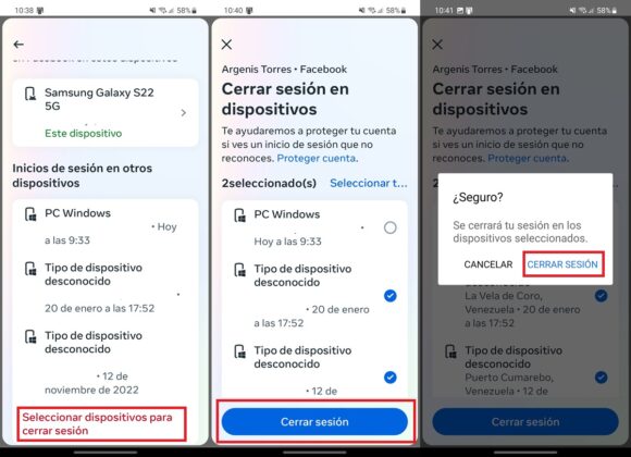 Como cerrar la sesion de Facebook en todos los dispositivos desde movil parte 3