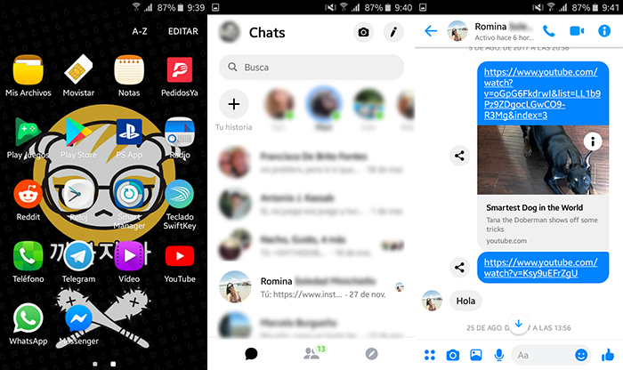 Como citar respuestas en Facebook Messenger Paso 1