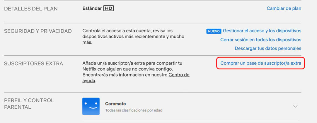 Como comprar suscriptor extra netflix