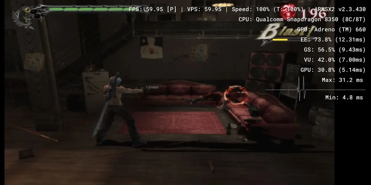 ARMSX2 reproduciéndose en un móvil Android
