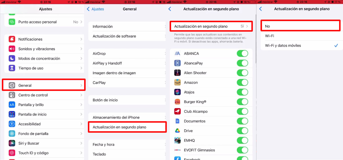 Cómo desactivar la actualización de apps en segundo plano desde tu iPhone 13