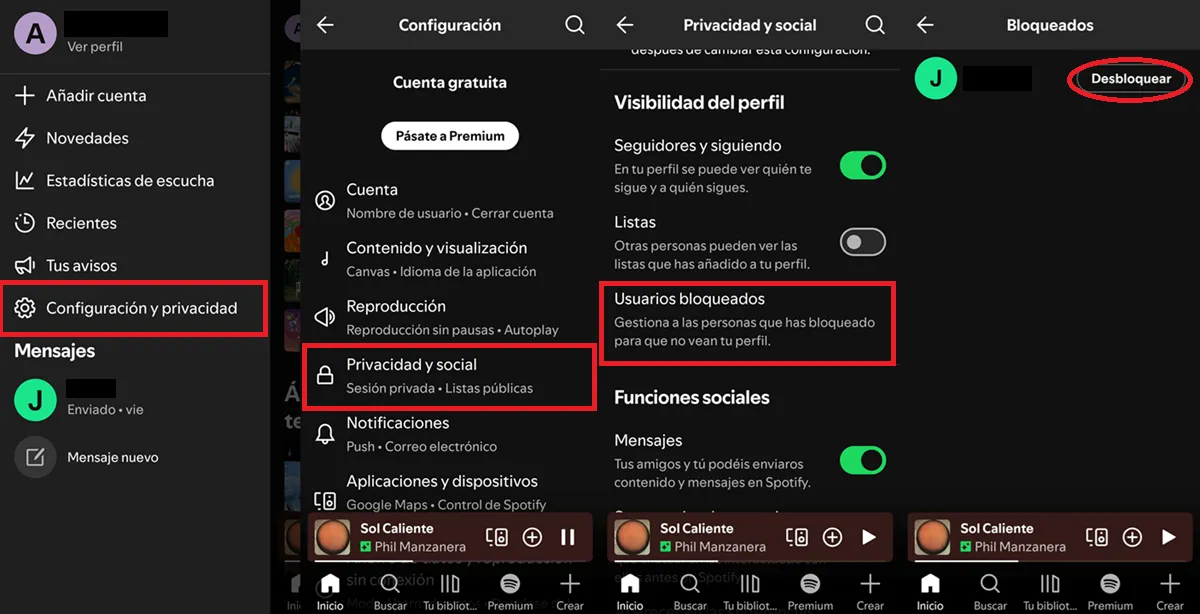 Como desbloquear a alguien en Spotify