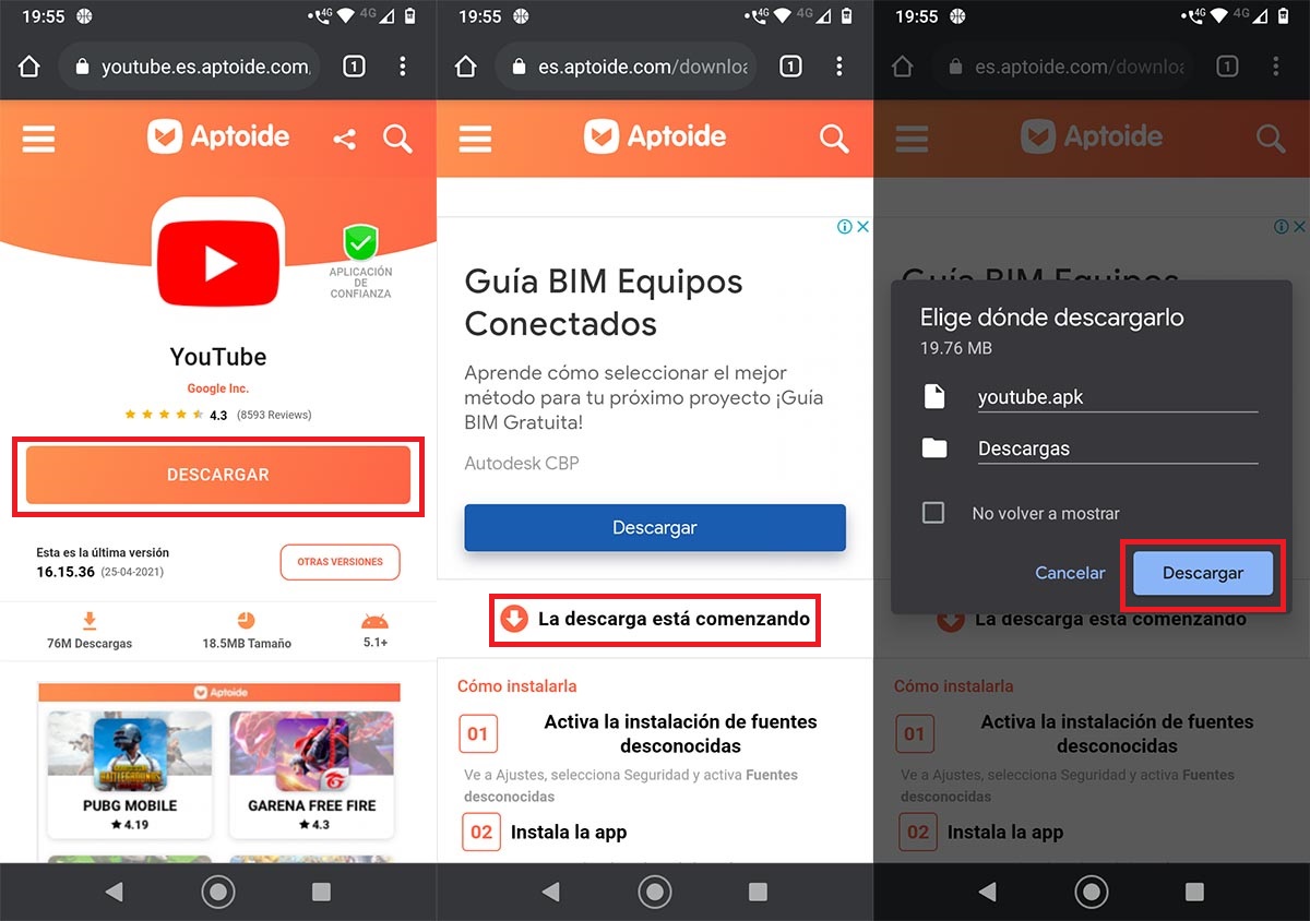 Como descargar APKs desde Aptoide