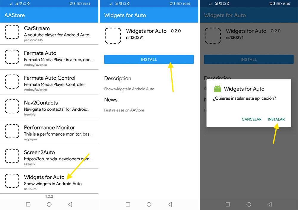 Cómo descargar la app Widgets for Auto desde la AA Store