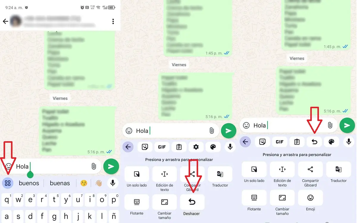 Cómo deshacer en GBoard