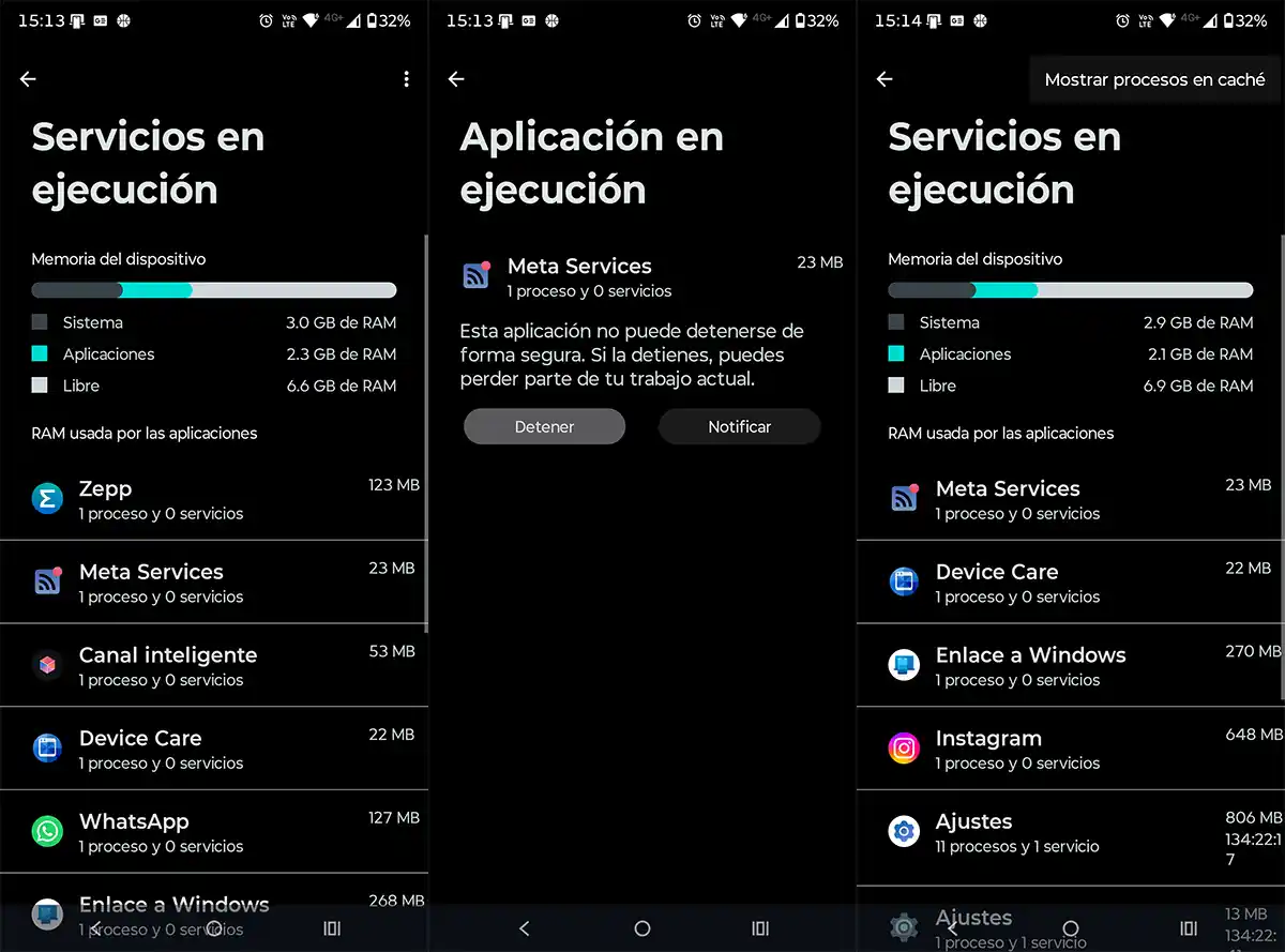 Cómo detener aplicaciones desde esta pantalla
