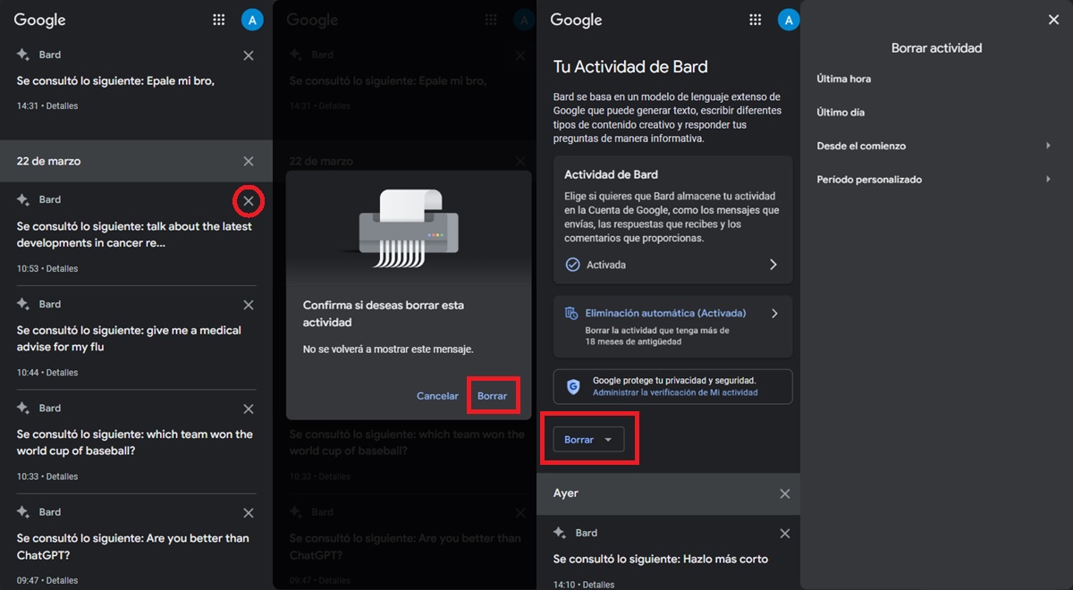 Como eliminar el historial de Google Bard paso a paso