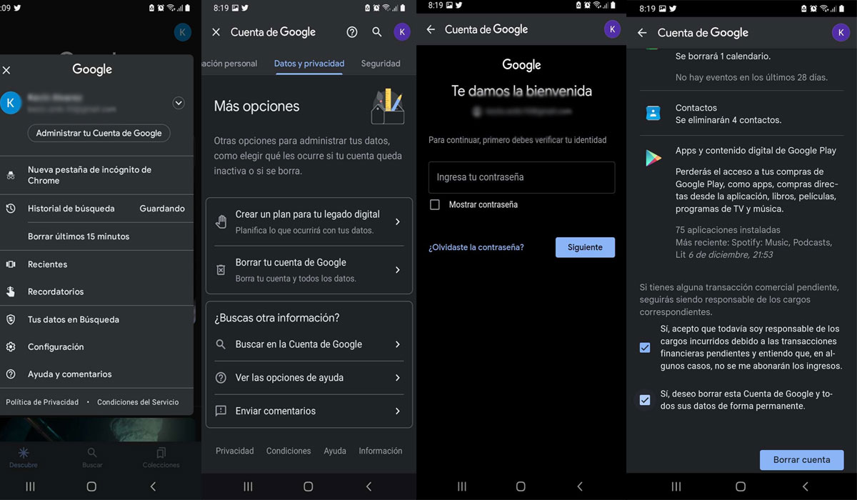 Cómo eliminar tu cuenta de Google permanentemente