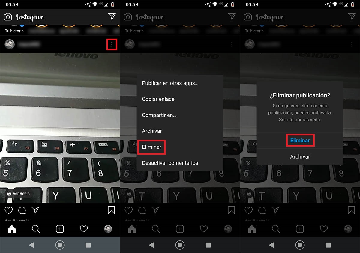 Como eliminar un Reel Instagram